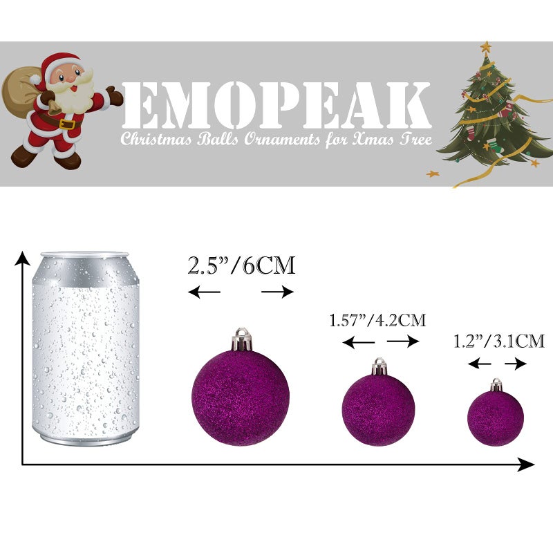 Emopeak 24Pcs Christmas Balls Ornaments For Xmas Tree - Shatterproof Hanging Balls For Holiday Wedding Party Decoration (Purple  1.2""-3.1Cm) - Image 4