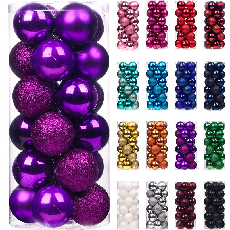 Emopeak 24Pcs Christmas Balls Ornaments For Xmas Tree - Shatterproof Hanging Balls For Holiday Wedding Party Decoration (Purple  1.2""-3.1Cm) - Image 1