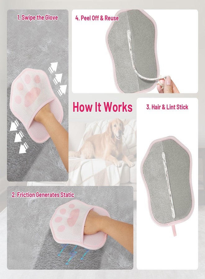 HASSLICKIT Paw-Shaped Pet Hair Removal Glove – Electrostatic Cat & Dog Hair Remover for Furniture, Clothes, Carpet & Car Seats – Cute Reusable Multi-Surface Lint & Fur Removal Tool (Pink) - Image 3