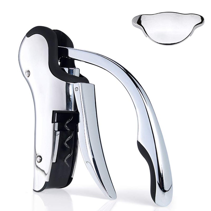 YQALUNION Stainless Steel Wine Opener Compact Vertical Corkscrew Wine Bottle Opener with Foil Cutter 