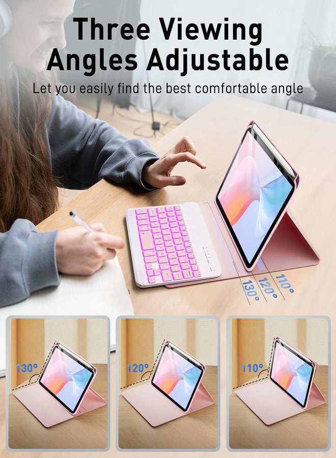 SAMTUNK for iPad mini 7 (2024) & Mini 6 (2021) Case with Keyboard for iPad mini (A17 Pro) 7th 6th Generation 8.3" - Rainbow Backlit Keyboard Case - Built in Pencil Holder with Mouse - Pink - Image 4