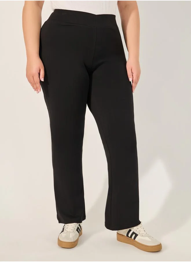 ستايلي Plus Size V Shaped Waistband Flared Leggings
