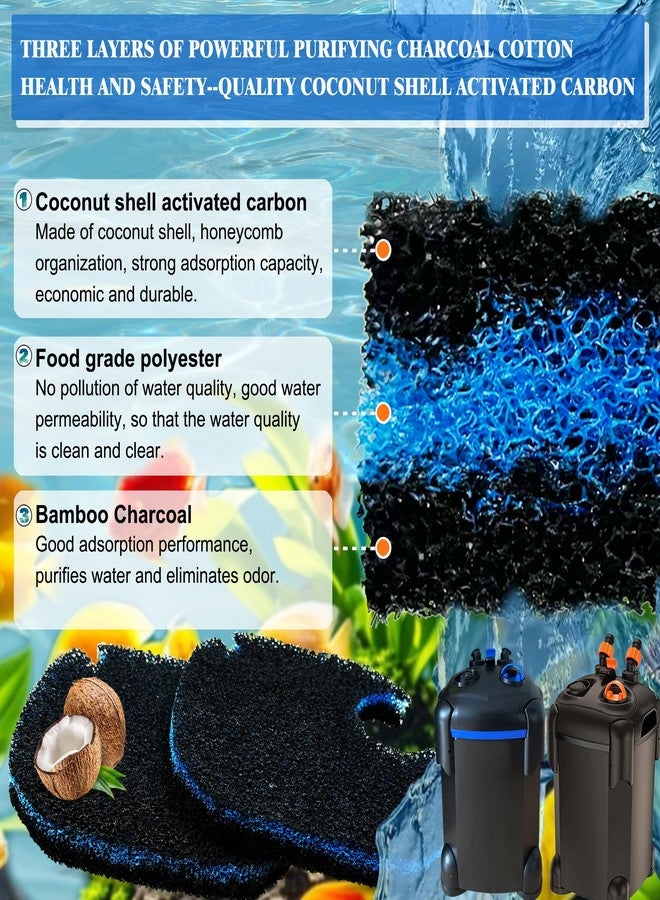 ShuRex 8 Pack Upgraded Filter Pads for AMOSIJOY Aquarium Canister Filter; White Floss, Removing Ammonia and Phosphate, and Activated Carbon Sponge Bio Pads, Compatible with PONDFORSE 172/225/265GPH Canister - Image 3