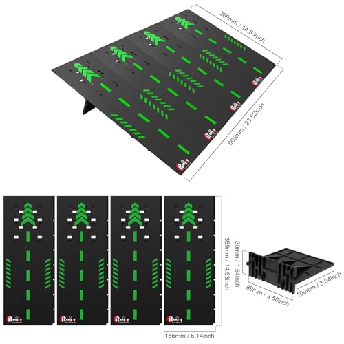 RCenjoy RC Car Jump Ramp Takeoff Board RC Ramp for Jumping Stunt Playset for 112 114 116 118 124 Remote Control Model Car 4 Boards Black - Image 5