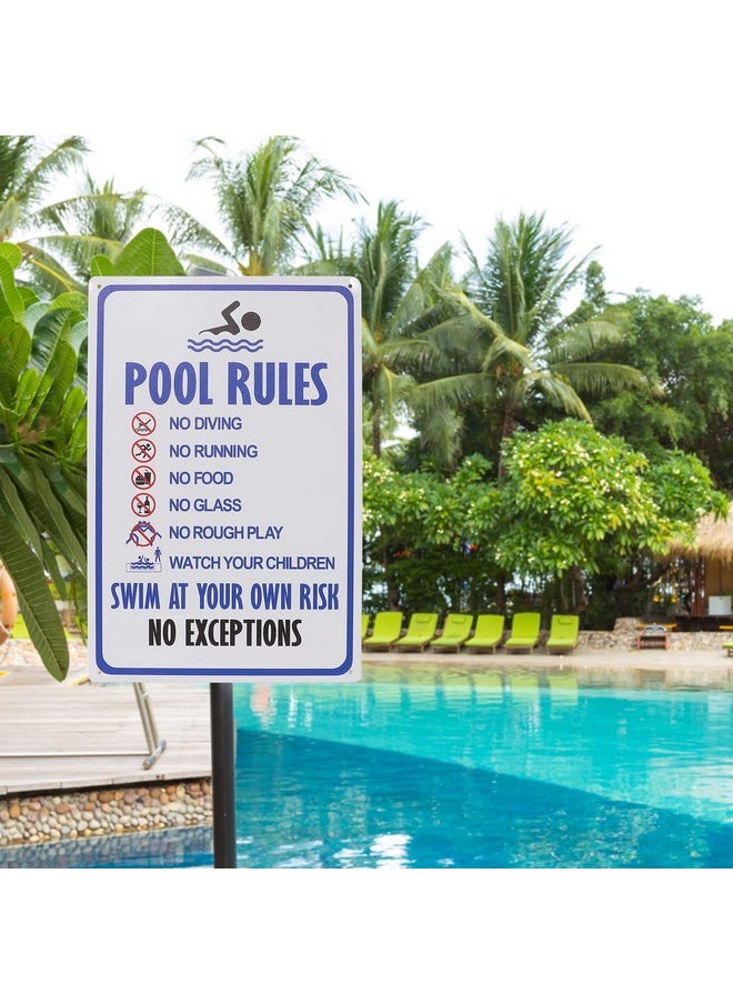 HANTAJANSS HANTAJANSS Pool Rules Sign, No Diving No Running No Food No Glass No Rough Play Pool Sign, Easy Mounting Safety Tin Signs for Swimming Pool, 8 x 12 Inches  - Image 2