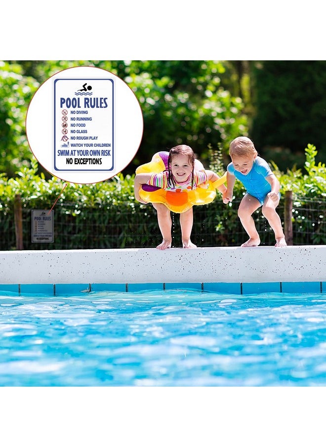 HANTAJANSS HANTAJANSS Pool Rules Sign, No Diving No Running No Food No Glass No Rough Play Pool Sign, Easy Mounting Safety Tin Signs for Swimming Pool, 8 x 12 Inches  - Image 5