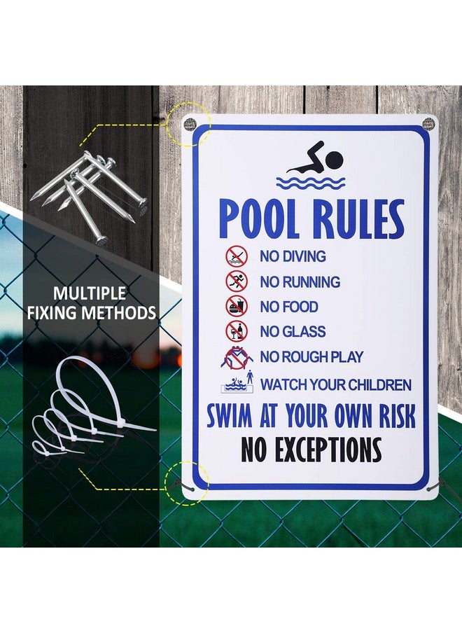HANTAJANSS HANTAJANSS Pool Rules Sign, No Diving No Running No Food No Glass No Rough Play Pool Sign, Easy Mounting Safety Tin Signs for Swimming Pool, 8 x 12 Inches  - Image 4