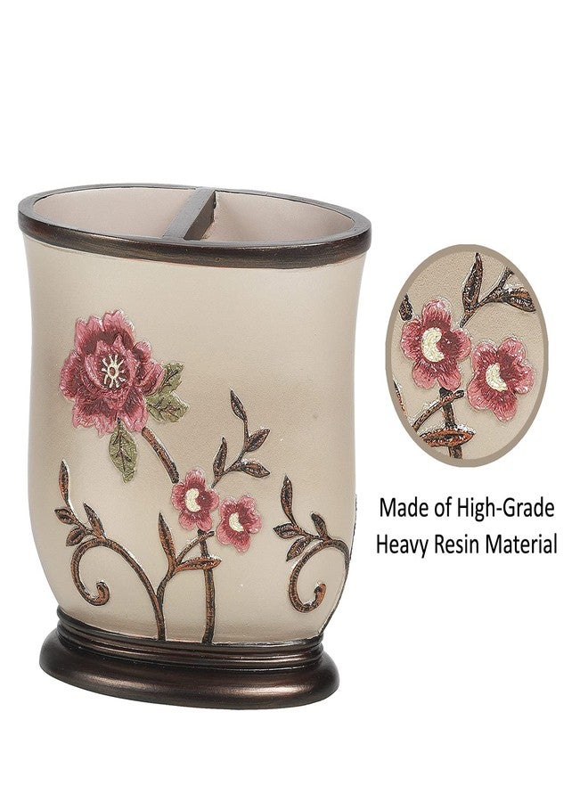 Popular Bath Toothbrush Holder, Larrisa Collection, Rose Design , Brown - Image 3