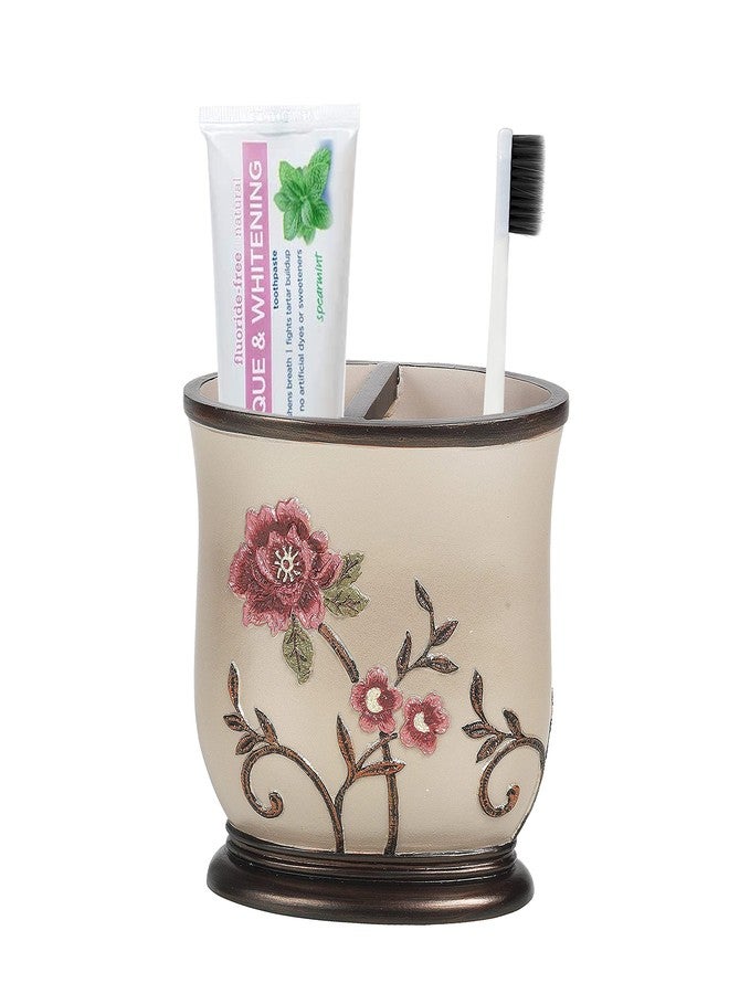 Popular Bath Toothbrush Holder, Larrisa Collection, Rose Design , Brown - Image 4