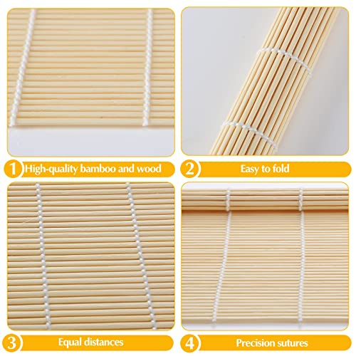 Hoolerry 24 Pcs Sushi Mat Bulk Bamboo Sushi Making Roller Non Stick Square Rolling Mat for Home Party Supplies, 9.5" x 9.5" - Image 3