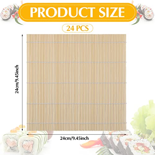 Hoolerry 24 Pcs Sushi Mat Bulk Bamboo Sushi Making Roller Non Stick Square Rolling Mat for Home Party Supplies, 9.5" x 9.5" - Image 2
