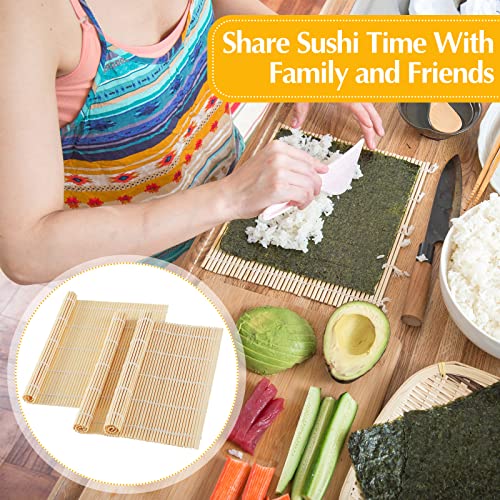 Hoolerry 24 Pcs Sushi Mat Bulk Bamboo Sushi Making Roller Non Stick Square Rolling Mat for Home Party Supplies, 9.5" x 9.5" - Image 5