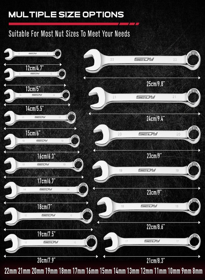 سيدي مجموعة مفاتيح ربط مركبة مكونة من 30 قطعة - مجموعة مفاتيح ربط مفتوحة الطرف مع منظم، مجموعة مفاتيح ربط احترافية مكونة من 12 نقطة، مناسبة للورش الميكانيكية، من 1/4 بوصة إلى 1 بوصة و8-22 مم - Image 5