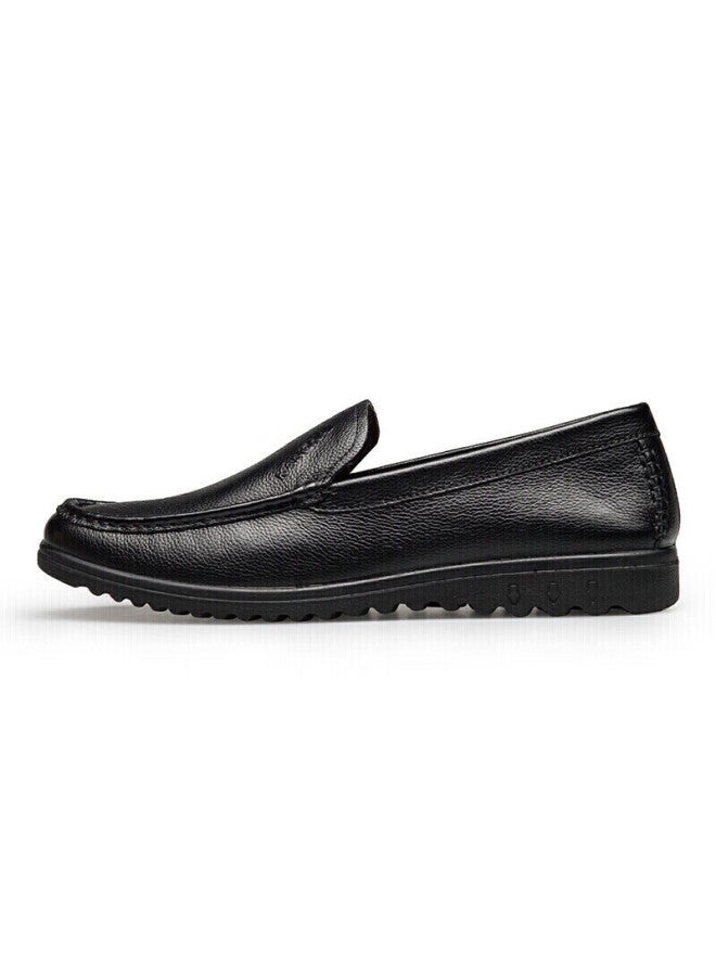 Connell Connei Men's Leather Shoes Daily Casual Comfortable Slip-on Business Casual Shoes Lightweight Shallow Mouth One-step Men's Shoes Black Size 43 - Image 3