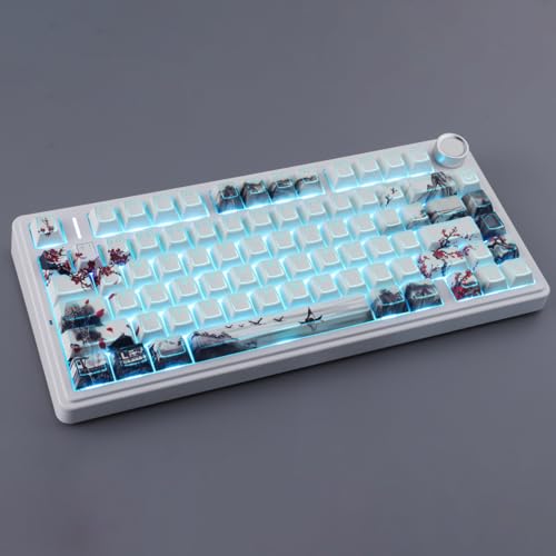Hyekit PBT Keycaps - Shine Through Keycaps, Dye Sub & Double Shot, 142 Keys Cherry Profile Backlit Key caps for 60 65 75 100 Percent Mechanical Magnetic Keyboard (Plum Blossom) - Image 5