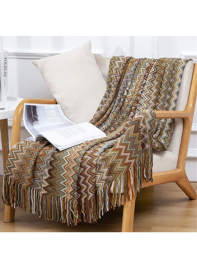 NIBEMINENT Striped Sofa Blanket Polyester Yellow 130x170cm - Image 2