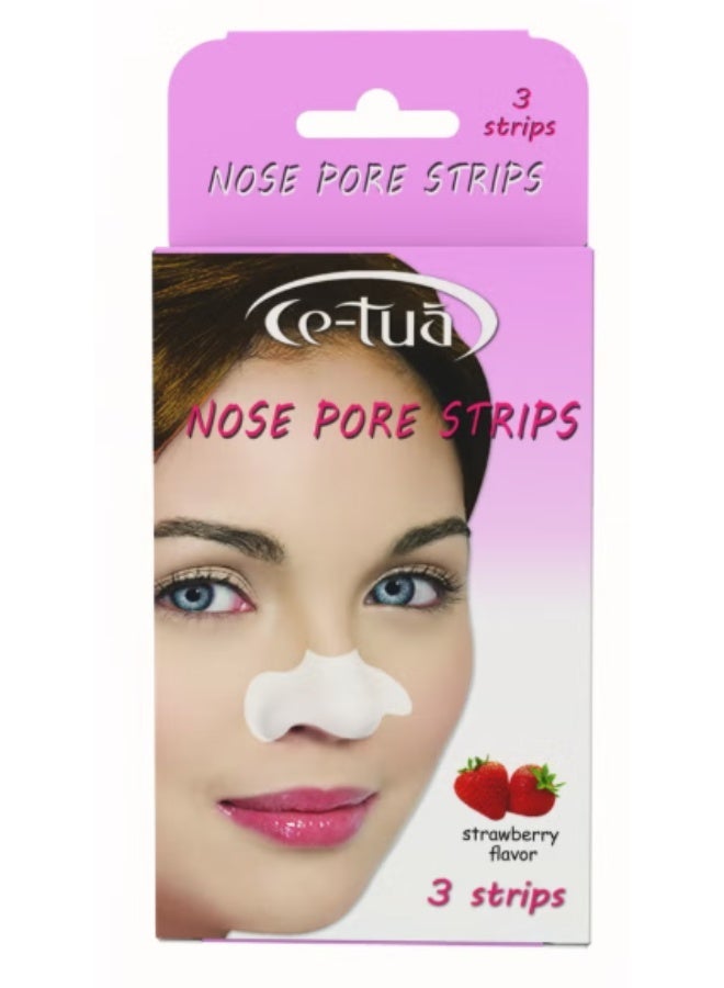 Ce-tua Strawberry Nose Pore Strips (3 Strips) - Deep Cleansing & Blackhead Removal - Instant Pore Unclogging - Sweet Strawberry Scent - Gentle & Effective Pore Care - Image 1