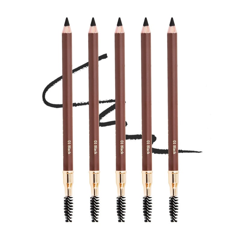 Bodermincer Eyebrow Pencil Longlasting Waterproof Durable Automaric Liner Eyebrow 5 Colors to Choose (5pcs, 1# Black) - Image 1
