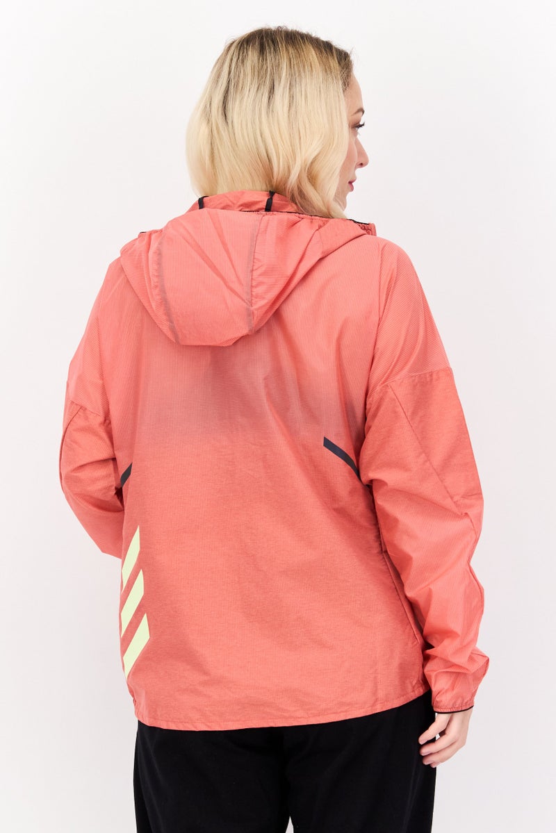 Adidas Women Sportswear Fit Brand Logo Outdoor Windbreaker Jacket, Red - Image 3