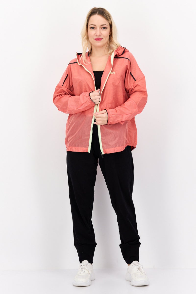 Adidas Women Sportswear Fit Brand Logo Outdoor Windbreaker Jacket, Red - Image 4