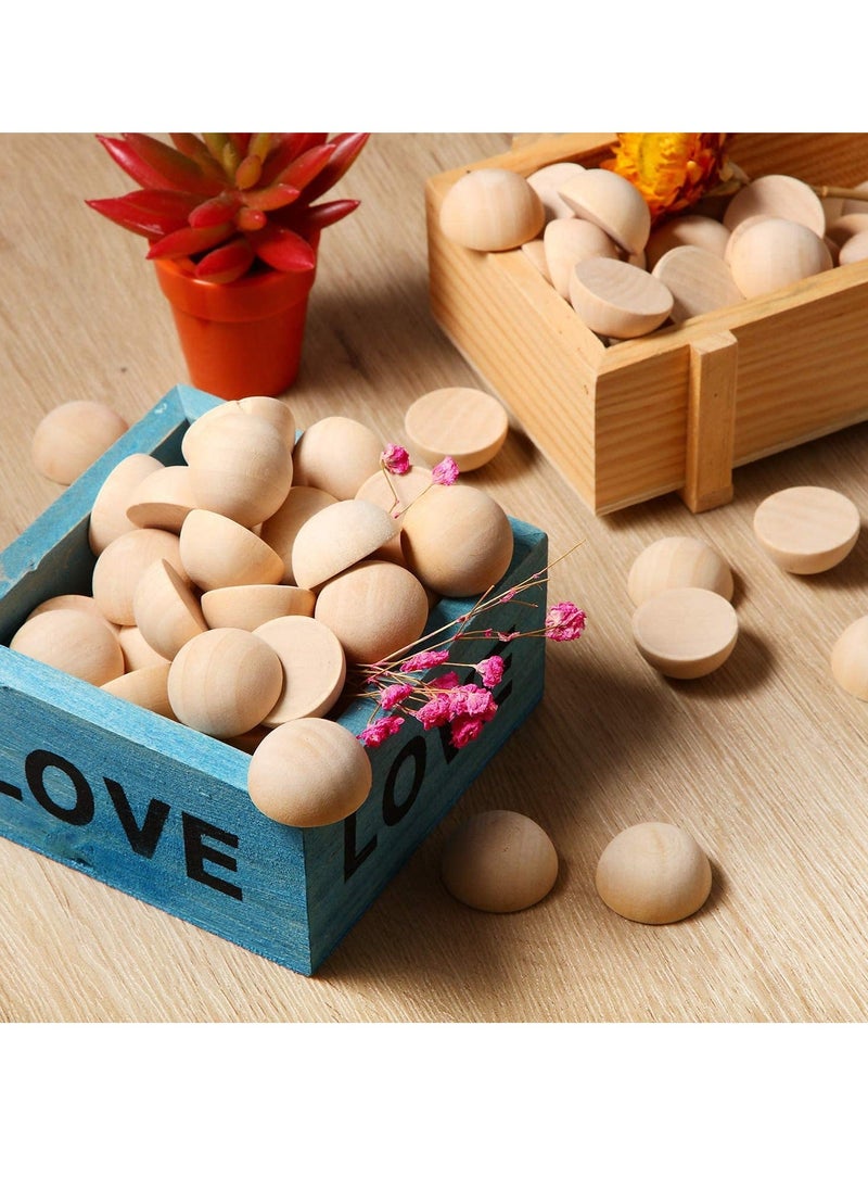 Generic - Half Wooden Beads, 100 Pcs Split Wood Ball Unfinished Half Wooden Balls Natural Craft Ball Mini Hemisphere Ball Wooden Ornaments for DIY Projects Ornament Kid Art Craft Supplies, 20 mm - Image 1