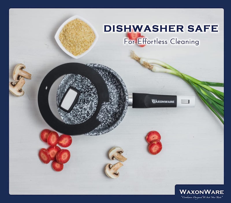WaxonWare 1.75 Quart Ceramic Nonstick Pot with Lid - Non Toxic Nonstick Sauce Pan Cookware, Free of PFOA, Cadmium, & Lead - Small Non Stick Pots with Lid & Stay-Cool Handle - STONETEC Series - Image 3