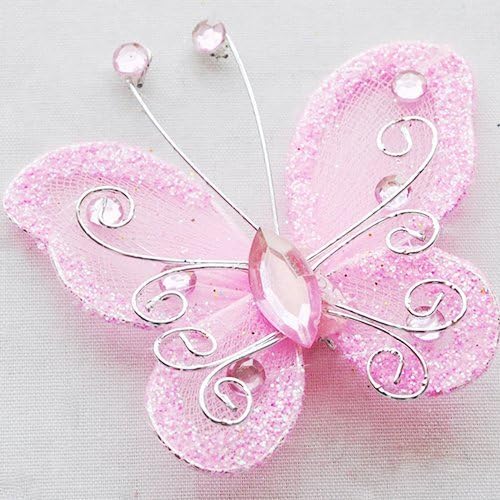 Chenkou Craft Pink Organza Wire Butterfly Wedding Decorations 26pcs - Image 4