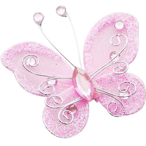 Chenkou Craft Pink Organza Wire Butterfly Wedding Decorations 26pcs - Image 2