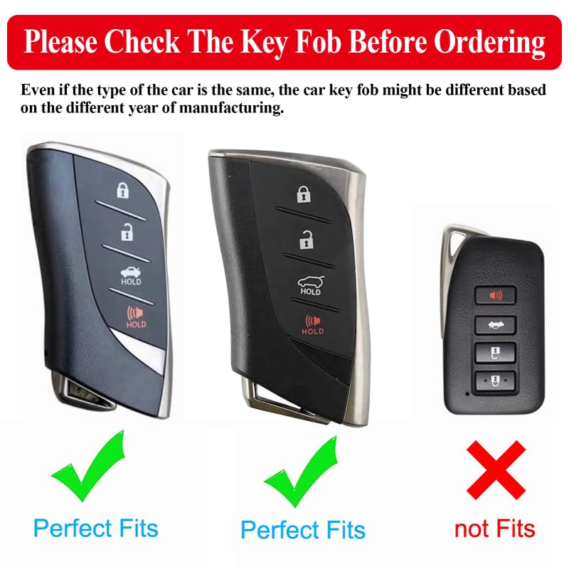 Cacacar Key Fob Cover for Lexus RX ES UX NX GX is LS Premium Soft TPU Full Cover Protection Key Fob Case Smart Remote Key Holder (Grey) - Image 2