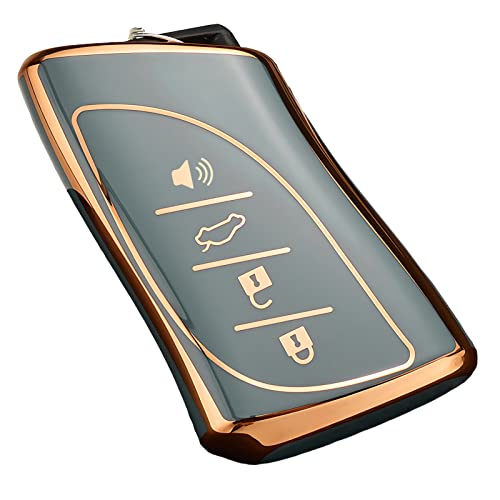 Cacacar Key Fob Cover for Lexus RX ES UX NX GX is LS Premium Soft TPU Full Cover Protection Key Fob Case Smart Remote Key Holder (Grey) - Image 1