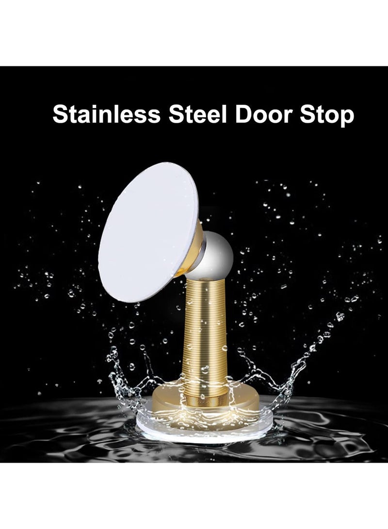 2 Pack Door Stop Gold Magnetic Stopper Stainless Steel with Adhesive No Need to Drill or Screw Mount Doorstop Catch Holder for Wall Floor Mounted - Image 4