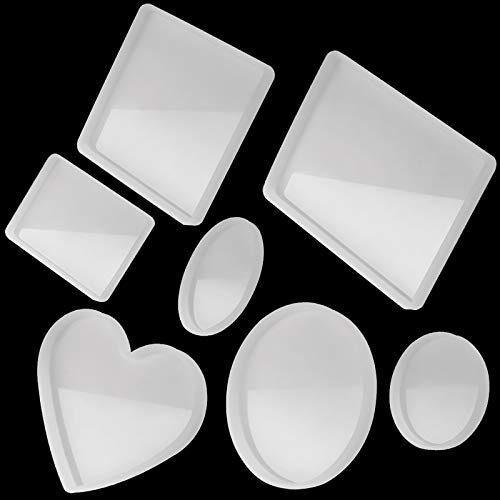 Tomorotec 7 Pack Large Silicone Resin Mold for Phone Album, Desktop Decor, Coasters, Home Decoration, Gift, Tomorotec Epoxy Resin Molds DIY Casting Square, Rectangle, Ellipse, Heart Coaster Molds - Image 1
