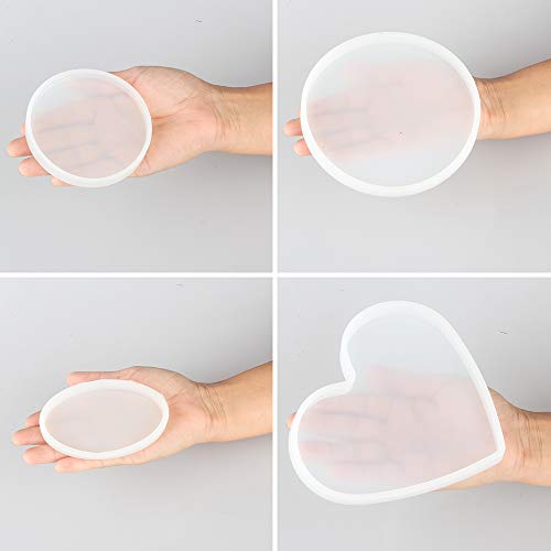 Tomorotec 7 Pack Large Silicone Resin Mold for Phone Album, Desktop Decor, Coasters, Home Decoration, Gift, Tomorotec Epoxy Resin Molds DIY Casting Square, Rectangle, Ellipse, Heart Coaster Molds - Image 4