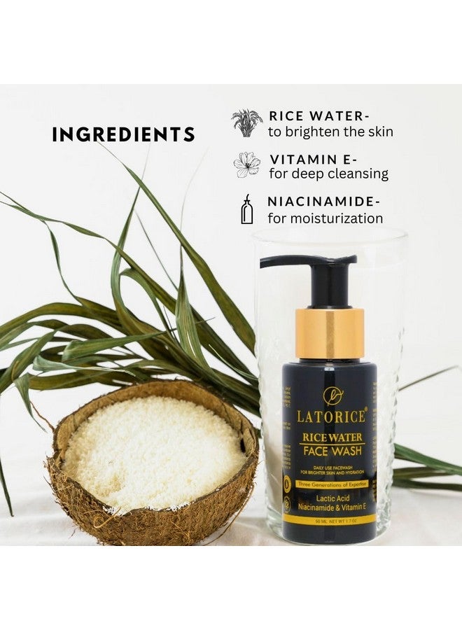 LATORICE Unisex Face Gel Wash With Rice Water Lactic Acid and Vitamin E | Natural Travel-friendly Glowing Brightening Niacinamide Gel Face Cleanser For All Skin Types (50 ml) - Image 4