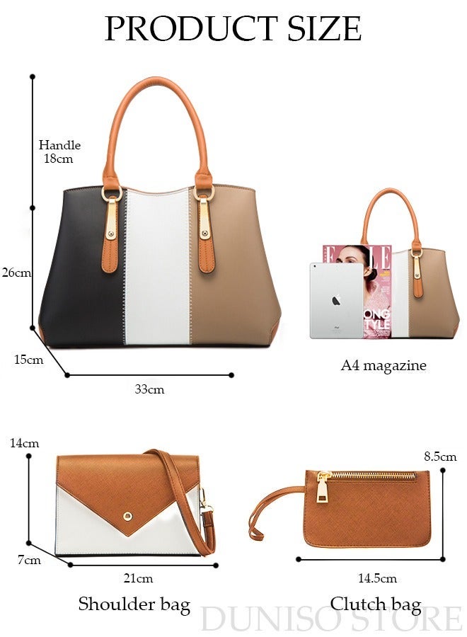 DUNISO 4pcs Women Fantionable Handbag and Satchel Clutch Purse Leather Tote Shoulder Bag Large Satchel Top Handle Work Bag Crossbody bag Set - Image 4