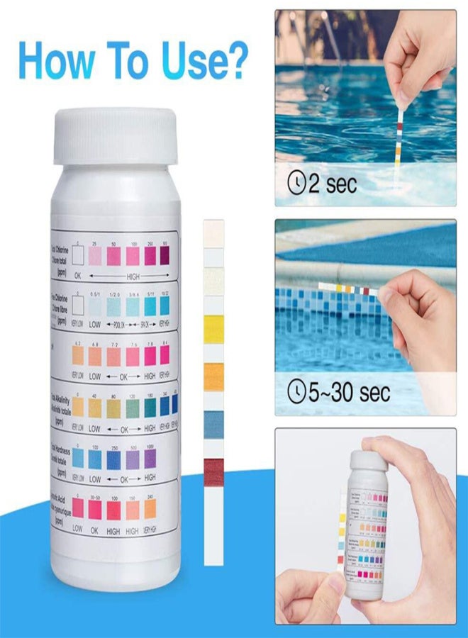 50Pcs/Bottle 6-In-1 Test Strips Multifunctional Test Paper Swimming Pool Water Quality Tester Strip - Image 4