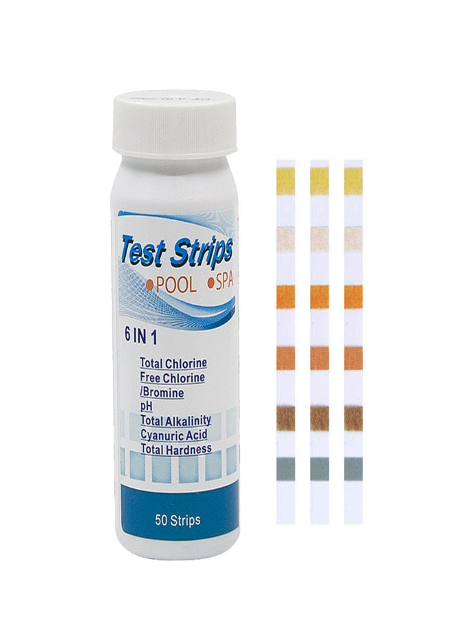 50Pcs/Bottle 6-In-1 Test Strips Multifunctional Test Paper Swimming Pool Water Quality Tester Strip - Image 2