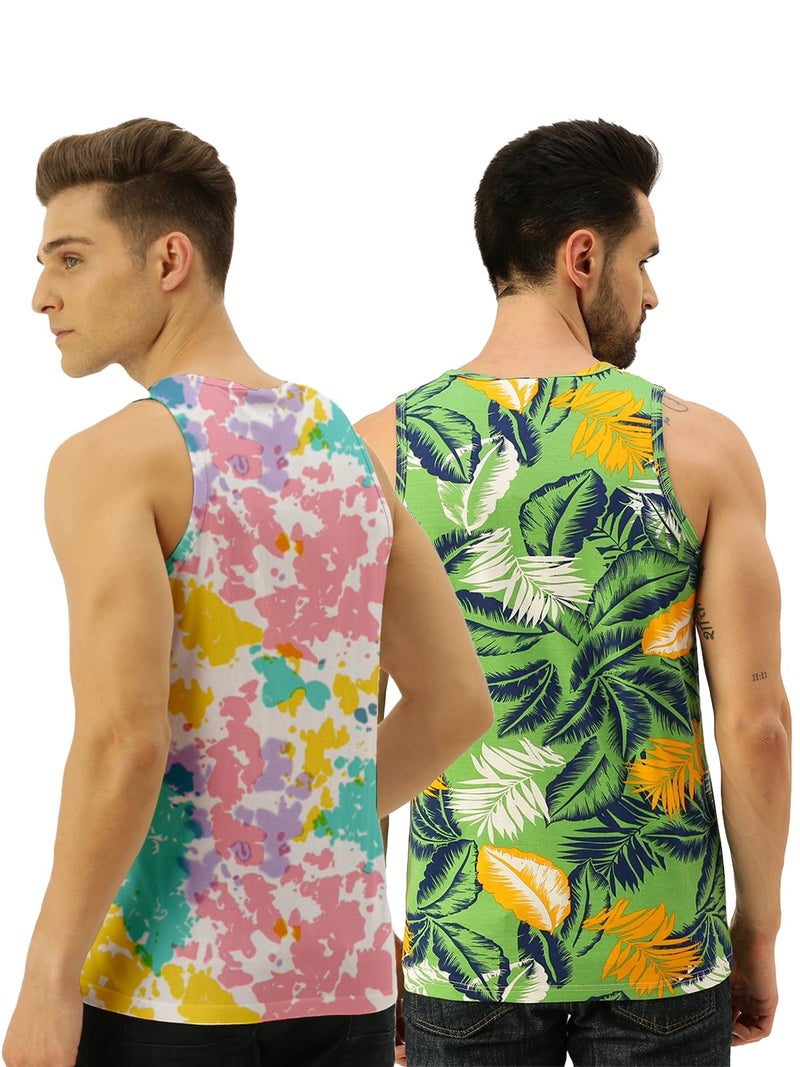 Veirdo® Pure Cotton Scoop Neck Regular Fit Multicolor Printed Sleeveless Vest for Men & Boys (PO2_G4_102_VD44_L) - Image 2