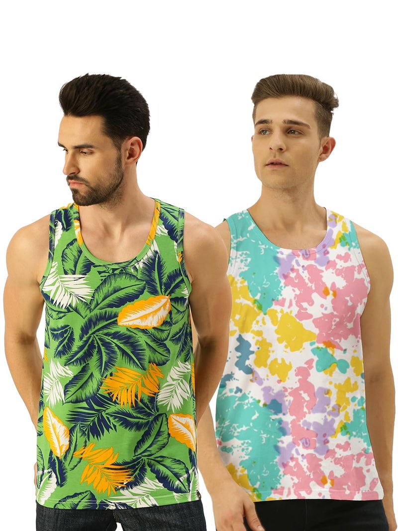 Veirdo® Pure Cotton Scoop Neck Regular Fit Multicolor Printed Sleeveless Vest for Men & Boys (PO2_G4_102_VD44_L) - Image 3