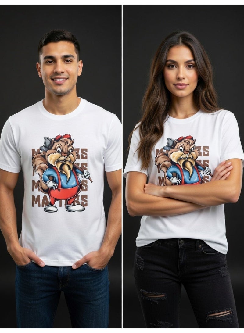 Dirty Lizard 1pc Unisex white t-shirt with animal print 100% cotton 1 - Image 1