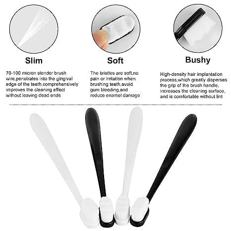 Hidak Couple Toothbrush Ultra Fine Nanometer Dental Oral Care Whitening Deep Cleaning Tooth Sensitivity Adult Children Pregnant Woman Postpartum (White & Black) - Image 3