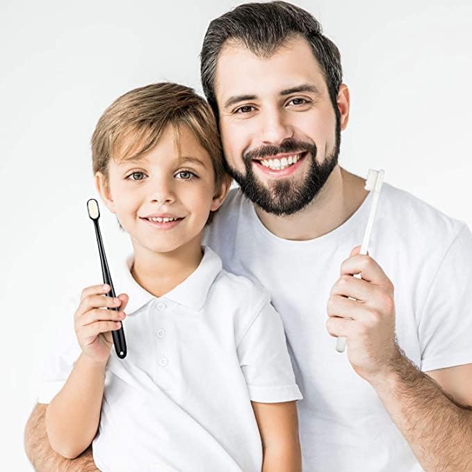 Hidak Couple Toothbrush Ultra Fine Nanometer Dental Oral Care Whitening Deep Cleaning Tooth Sensitivity Adult Children Pregnant Woman Postpartum (White & Black) - Image 2