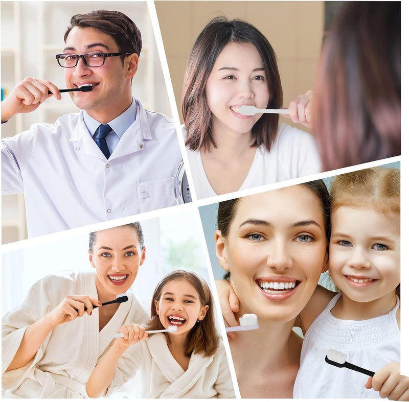 Hidak Couple Toothbrush Ultra Fine Nanometer Dental Oral Care Whitening Deep Cleaning Tooth Sensitivity Adult Children Pregnant Woman Postpartum (White & Black) - Image 5