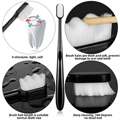 Hidak Couple Toothbrush Ultra Fine Nanometer Dental Oral Care Whitening Deep Cleaning Tooth Sensitivity Adult Children Pregnant Woman Postpartum (White & Black) - Image 4