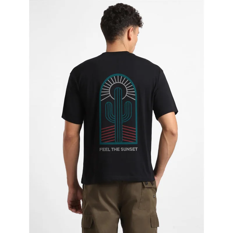 NOBERO تيشيرت رجالي أسود واسع من نوبرو