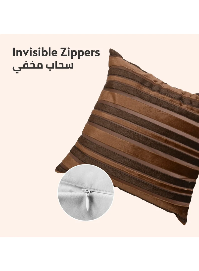Donetella Cushion Cover,45X45 Cm (18X18 inch) 2-Pcs Decorative Throw Pillowcases Without Filler With Beautiful Abstract Art For Sofa Bed Living Room And Couch, Otter Brown