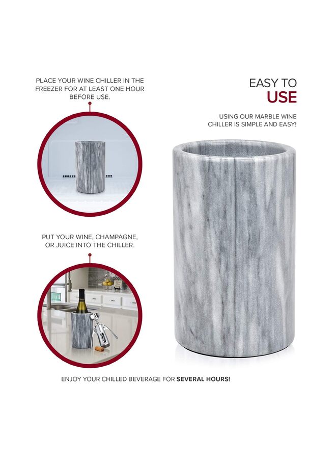 Marble Wine Chiller Bucket - Wine & Champagne Cooler for Parties, Dinner – Keep Wine & Beverages Cold – Holds Any 750ml Bottle - Ideal Gift for Wine Enthusiasts (Color : White) - Image 3