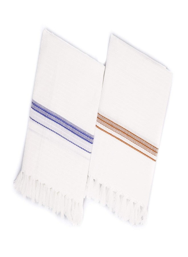 AVKA Studio Lightweight Cotton Towels Handloom Indian Bath Towel Quick Drying Fast Absorbent 30x60 Inches Set of 2 - Image 1
