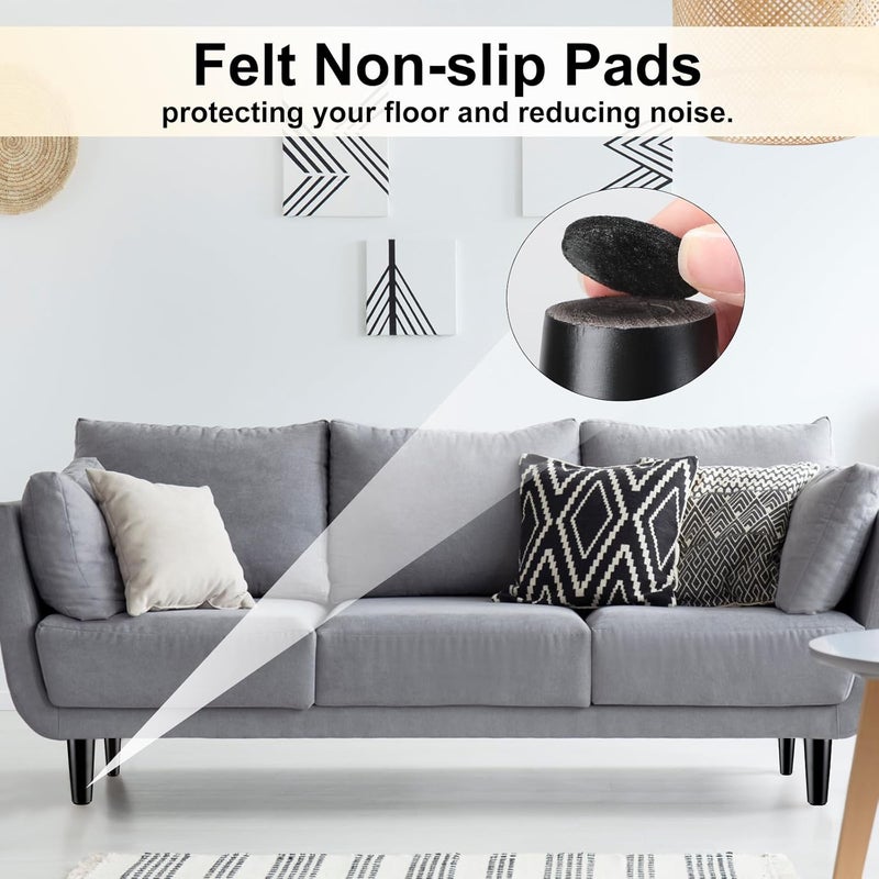 Maitys 4 Inch Round Solid Furniture Legs Furniture Wooden Replacement Chair Feet Dresser Sofa Couch Legs Table Cabinet Footstool DIY Projects for Home(Black,16 Pcs) - Image 5