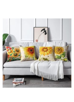 Y&D 4 Pack Throw Pillow Covers Decorative Linen Pillowcase Sunflower Pattern Waterproof Cushion Perfect to Outdoor Patio Garden Living Room Sofa Farmhouse Decor  - Image 2